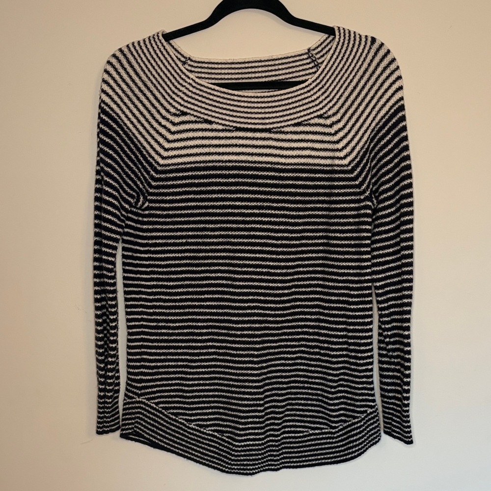 LOFT Striped Black and White Women's Top